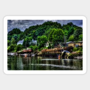 Barge Wreck  And Boats On The River Wear Sticker